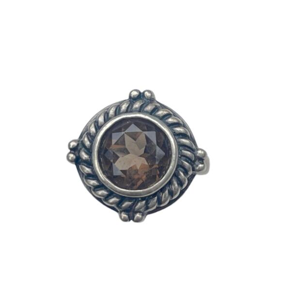 Vintage Smokey Quartz Sterling Silver Ring - Size 7.25